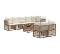 vidaXL Set di divani da giardino 9 pezzi, beige polyrattan, divano da giardino moderno, mobili resistenti alle intemperie, design modulare per la vostra terrazza, relax all'aperto