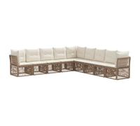 vidaXL Set di divani da giardino, 9 pezzi, beige, rattan sintetico, divano modulare moderno, resistente alle intemperie, per esterni, mobili da patio, sedie comode, giardino da sogno