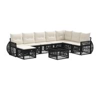 vidaXL Set di divani da giardino 9 pezzi, colore nero e bianco crema, elegante divano moderno, resistente alle intemperie, modulare, per Chiller Fuori Giardino Confortevole