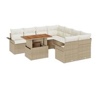 vidaXL Set Divani da Giardino 9 Pezzi con Cuscini Beige Rattan Poliestere Mobili Esterni Ideali per Patio Balcone Seduta Confortevole Tavolo da caffè Love Seat