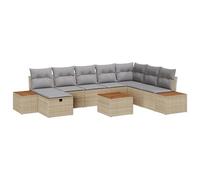 vidaXL Set di Divano da Giardino da 9 Pezzi con Cuscini Beige e Grigio Divano Sezionale Modulare Resistente alle Intemperie in Rattan Mobili da Patio
