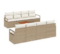 vidaXL Set di divani da giardino 9 pezzi con cuscini beige rattan poli acacia, divano da giardino a 2 posti con cuscini beige rattan poli