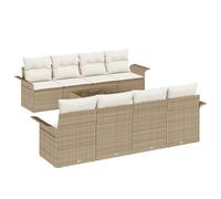 vidaXL Divano da giardino in 9 pezzi con cuscini beige rattan in PE | Mobili da esterno | Tavolo rettangolare resistente ai raggi UV | Sedili confortevoli per 4 | Pulizia facile | Cuscini rimovibili |