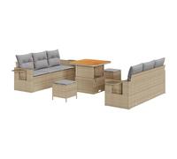 vidaXL Set di Divani da Giardino 9 Pezzi con Cuscini Beige in Rattan Sintetico Mobili Esterni Regolabili da 5 Posti Stile Moderno Patio Divano Modulare Loveseat Sede a Due Posti Sezionale