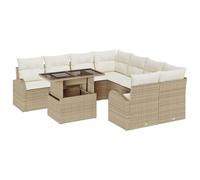 vidaXL Set di Divani da Giardino 9 Pezzi con Cuscini Beige Polirattan Mobili da Esterno per Patio Balconi Area Seduta Configurazione per 4 Persone Lounge Confortevole Loveseat Balcone