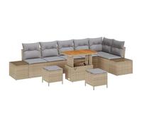 vidaXL Set di divani da Giardino 9 Pezzi con Cuscini Beige Rattan Mobili da Esterno Posti a Sedere per 7 Persone. Divano sezionale da Patio angolare in polietilene