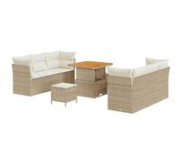 vidaXL Set di divani da Giardino 9 Pezzi con Cuscini Beige Rattan Poliacacia