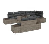 vidaXL Set Divano da Giardino 9 Pezzi Grigio in Rattan con Cuscini, Seduta Sezionale Arredamento Contemporaneo per Patio, Balcone o Tavolo per 4 Persone