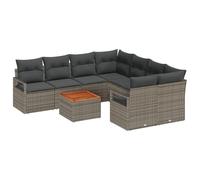 vidaXL Set di Divani da Giardino 9 Pezzi con Cuscini Grigi in Rattan Sintetico e Tavolino, Perfetto per 6 Persone. Resistente alle Intemperie, Confortevole e Flessibile per Arredo Moderno in Terrazz