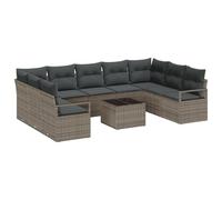 vidaXL Set di Divani da Giardino 9 Pezzi con Cuscini Grigi in Rattan Sintetico, Modulare per Patrie Esterni, Tavolo, Resistente all'Intemperie, Mobili da Patio, Seduta in Terrazza, Lounge Alfresco,