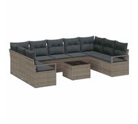 vidaXL Set di Divani da Giardino 9 Pezzi con Cuscini Grigi in Rattan Sintetico, Modulare per Patrie Esterni, Tavolo, Resistente all'Intemperie, Mobili da Patio, Seduta in Terrazza, Lounge Alfresco,
