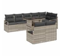 vidaXL Set di Divani da Giardino 9 Pezzi con Cuscini Grigio Chiaro in Rattan Sintetico, Resistente alle Intemperie. Arredo Elegante e Modulare per Il Terrazzo, Lounge o Patio. Couch UV.