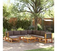 vidaXL Set di divani da giardino 9 pezzi con cuscini in legno di acacia e corda