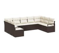 vidaXL Set di divani da Giardino 9 Pezzi con Cuscini in polyrattan Marrone per 4 posti, Sezione Patio con Piedi Regolabili e Resistente alle intemperie per Una Comoda Esperienza all'aperto. Quattro m
