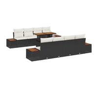 vidaXL Set di divani da Giardino 9 Pezzi con Cuscini in polyrattan Nero, Perfetto per Patio e balconi. Questo Set Include mobili da terrazza, lettini modulari e Un Divano Resistente alle intemperie