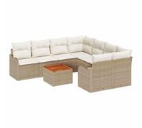 vidaXL Set di divani da Giardino 9 Pezzi con Cuscini in Rattan Beige | Design modulare, Resistente alle intemperie, per 6 Persone. Include Un tavolino, Solo per Uso Esterno. Mobili per Patio e Loung