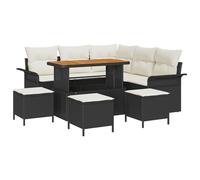 vidaXL Set Divano Giardino 9 Pezzi con Cuscini Nero Rattan Sintetico Acacia