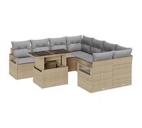 vidaXL Set di divani da giardino 9 pezzi con cuscini beige poli rattan, divano da giardino a 2 posti con cuscini beige poli rattan