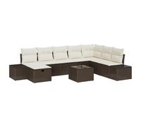 vidaXL Set di divani da Giardino 9 Pezzi con Cuscini in Rattan Sintetico Marrone. È Perfetto per Il Tuo Patio e può ospitare Fino a 8 Persone. Ha Anche Spazio per riporre Oggetti e può Essere Usato