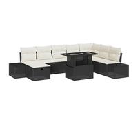 vidaXL Set di divani da Giardino 9 Pezzi con Cuscini, in Rattan Sintetico Nero. Ha Spazio per riporre Le Cose e può ospitare Comodamente 8 Persone. È Resistente alle intemperie, Perfetto per Il pati