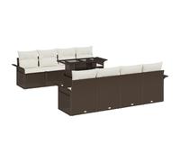 vidaXL Set Divano da Giardino 9 Pezzi con Cuscini Marrone Rattan Sintetico Mobili da Esterno 6 Posti Rettangolare Morbido Moderno Patio Sezionale Seduta 4 Posti Confortevole