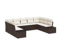 vidaXL 9-Teiliges Garten-Sofa-Set mit Kissen in Braun-Poly-Rattan | Outdoor-Sitzanordnung | Modulares Design | UV-Schutz | Gemütlich für Leute | Patio-Möbel | Sektionales Wohnzimmer