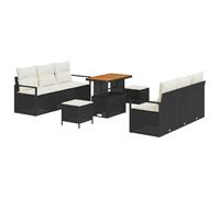 vidaXL Set di divani da Giardino 9 Pezzi con Cuscini Neri e Panna in polirattan - Arredamento Esterno per 5 Persone, Design Moderno, Resistente agli Agenti atmosferici per Patio e terrazza, Gruppo Le