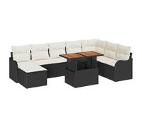 vidaXL Set Divano da Giardino 9 Pezzi con Cuscini Rattan Polyrattan Nero, Set Divano da Giardino 2 Posti con Cuscini Rattan Polyrattan Nero