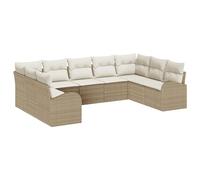 vidaXL Set di Divani da Giardino 9 Pezzi con Cuscini Beige Polyrattan, Divano da Giardino 2 Posti con Storage & Cuscini Beige Polyrattan