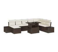 vidaXL Set di Divani da Giardino 9 Pezzi con Cuscini Beige Marrone Rattan PE Seduta Esterno Mobili Modulari Soluzione di Stoccaggio Divano Sedia da Pranzo Patio