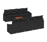 vidaXL Set Divano Giardino da 9 Pezzi con Cuscini Nero Polyrattan Acacia