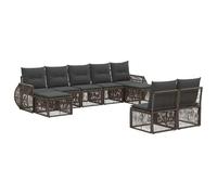 vidaXL Set di divani da giardino, 9 pezzi, grigio e grigio scuro, divano da giardino moderno, resistente alle intemperie, mobili modulari, set per rilassarsi in cortile