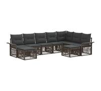 vidaXL Set di divani da giardino, 9 pezzi, grigio e grigio scuro, divano modulare per esterni, resistente alle intemperie, mobili eleganti, cuscini in schiuma, divano in rattan durevole