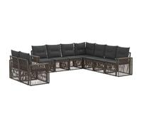 vidaXL Set di divani da giardino, 9 pezzi, grigio e grigio scuro, set di divani da giardino, sedute esterne moderne, design modulare resistente, rattan sintetico e cuscini in schiuma