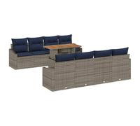 vidaXL Set di divani da giardino, 9 pezzi, grigio polyrattan, set di divani modulari moderni, materiali resistenti al sole, mobili da giardino e terrazza