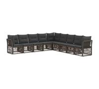 vidaXL Set di divani da giardino, 9 pezzi, grigio rattan sintetico, divano modulare moderno, resistente alle intemperie, per esterni, mobili da patio, sedie comode, giardino da sogno