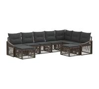 vidaXL Set di divani da giardino, 9 pezzi, grigio rattan sintetico, divano modulare per esterni, con gambe regolabili, resistente alle intemperie, struttura in polietilene, ideale per il tuo giardino