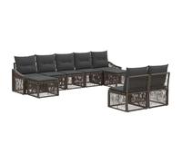 vidaXL Set di divani da giardino, 9 pezzi, grigio rattan sintetico, set di divani da giardino, design moderno, resistente alle intemperie, cuscini rimovibili, mobili da esterno