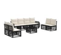 vidaXL Set di divani da giardino, 9 pezzi, nero e bianco crema, divano moderno, resistente alle intemperie, mobili da giardino, poltrona da patio, cuscino in schiuma e altro ancora