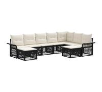 vidaXL Set di divani da giardino, 9 pezzi, nero e bianco crema, divano modulare per esterni, resistente alle intemperie, mobili eleganti, cuscini in schiuma, divano in rattan durevole