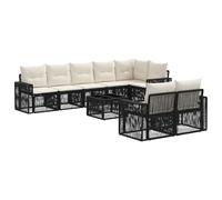 vidaXL Set di divani da giardino 9 pezzi nero e bianco crema, set da salotto da giardino resistente alle intemperie, design modulare moderno, mobili da patio per rilassarsi