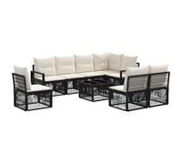 vidaXL Set di divani da giardino 9 pezzi nero polyrattan, divano esterno alla moda, resistente alle intemperie, in rattan, soggiorno modulare per giardino, terrazza, panchina