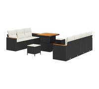 vidaXL Set Divano Giardino 10 Pezzi Seduta Esterna Cuscini Polirattan Moderno Mobili Patio Nero Panna Sezionale per con Cuscino Due Posti PE Loveseat Modular Couch