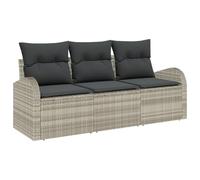 vidaXL Set di 3 divani da giardino con cuscino, beige e nero, in rattan sintetico, resistente alle intemperie, per esterni, moderni, con cuscini con cerniera rimovibili, poltrona modulare