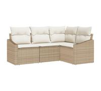 vidaXL Set di 4 divani da giardino con cuscino, beige, polyrattan, moderni, ad angolo, per sedute all'aperto, poltrona lounge