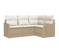 vidaXL Set di Divani da Giardino a 4 Pezzi con Cuscini Beige in Rattan Sintetico, Comodo e Modulare per Esterni, Perfetto per Patio e Lounge, Conversazione Moderna per Il Giardino
