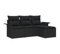 vidaXL Set di divani da Giardino a 4 Pezzi con Cuscini Neri in Rattan Polipropilene