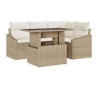 vidaXL Set di divani da giardino in 5 pezzi con cuscini beige rattan resistente ai raggi UV Mobili modulari per esterni Tavolo angolo sedute sezionali divano patio caffè