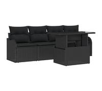vidaXL Set di divani da Giardino a 5 Pezzi con Cuscini in Rattan Neri | per 4 Persone, Design modulare, Perfetto per Patio, Balcone o terrazzo, con Piedi Regolabili e Rimovibili.