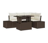 vidaXL Set di 5 cuscini per panca da giardino, in polyrattan, colore marrone, con spazio per riporre terrazze e balconi